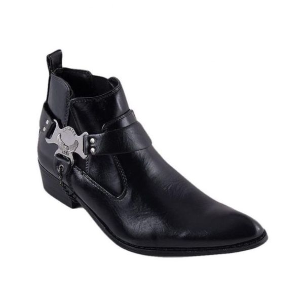 oasis_black_leather_casual_cowboy_boots_for_men - Buy Shoes Online In ...